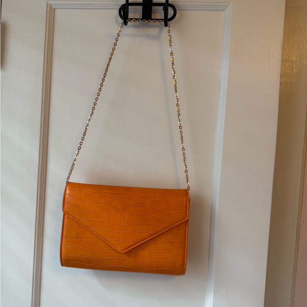 Zara Orange Croc-Embossed Bag Interior